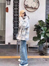 卡图弛日系复古小香风毛呢格子外套男春秋季潮流宽松加厚夹克高街衣服男 灰色 XL 【建议120-140斤】 实拍图