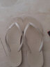 黑玛（Hotmarzz）人字拖女坡跟外穿厚底凉拖鞋防滑沙滩鞋简约居家人字拖纯色高跟 米白色 35 (225mm) 实拍图