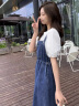 唐菓蜜牛仔背带裙女夏季2025新款女装韩版时尚百搭学院风减龄学生连衣裙 白色上衣+牛仔背带裙 M 实拍图
