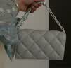 CHARLES&KEITH菱格链条丝巾饰小方包包女包生日七夕礼物送女友CK2-70770588 Light Grey浅灰色 S 实拍图