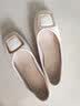 奥古狮登（Agsdon）单鞋女新款方头粗跟一脚蹬小皮鞋女百搭浅口豆豆鞋女妈妈鞋 米 37 实拍图