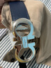 菲拉格慕（Ferragamo）男士腰带板扣腰带商务皮带双面可用【带宽约3.5cm 675542 694426银扣/黑蓝色 105码（适合腰围3尺 - 3尺2） 实拍图