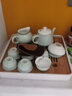唯古潮汕功夫茶具套装家用小套青瓷茶盘茶壶盖碗茶杯陶瓷茶船办公茶海 茶壶密胺茶盘10件套（普通包装） 实拍图