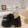 ZCVRR厚底小皮鞋女2025秋季新款百搭粗跟单鞋日系jk制服配裙子乐福鞋 黑色 36 (230mm) 实拍图