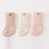 南律3双装秋冬婴儿袜加厚保暖宝宝点胶防滑袜中高筒珊瑚绒袜新生儿袜 3双装（卡其+白色+粉） S码(0-6个月) 实拍图