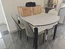 章玺岩板餐桌椅组合现代简约可伸缩轻奢方圆餐桌家用小户型实木饭桌子 卡塔金白+黑白框架【12mm岩板】 1.35米 单张桌【不含椅】 实拍图