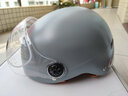 虎侍（HOXI）国家3c认证头盔电动车摩托车男女四季半盔夏季防晒轻便安全帽 皮亚深灰透明镜 实拍图