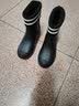 汐鲤 韩版时尚雨鞋男女情侣加绒中筒防水鞋保暖胶鞋套鞋男士女士钓鱼厨房防滑洗车鞋加棉雨靴冬季 黑拼红 42标准码不加绒 实拍图