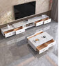 宏秀才 岩板茶几伸缩电视柜茶几组合套装简约电视柜台柜茶几带抽屉 1.3茶几+大电视柜【亮光白 岩板 实拍图
