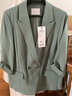 伊芙丽轻薄西装2024秋装高级感设计感气质通勤休闲醋酸西服外套女 绿色 S 155/80A 实拍图