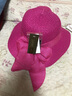迷人微笑遮阳帽女士户外防晒帽子新品度假草帽编织大檐沙滩夏天太阳帽女 玫红 实拍图