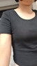 真维斯（JEANSWEST）短款短袖t恤女2025年新款夏季修身显瘦方领纯色洋气高腰紧身小衫 黑色 纯色 M 实拍图