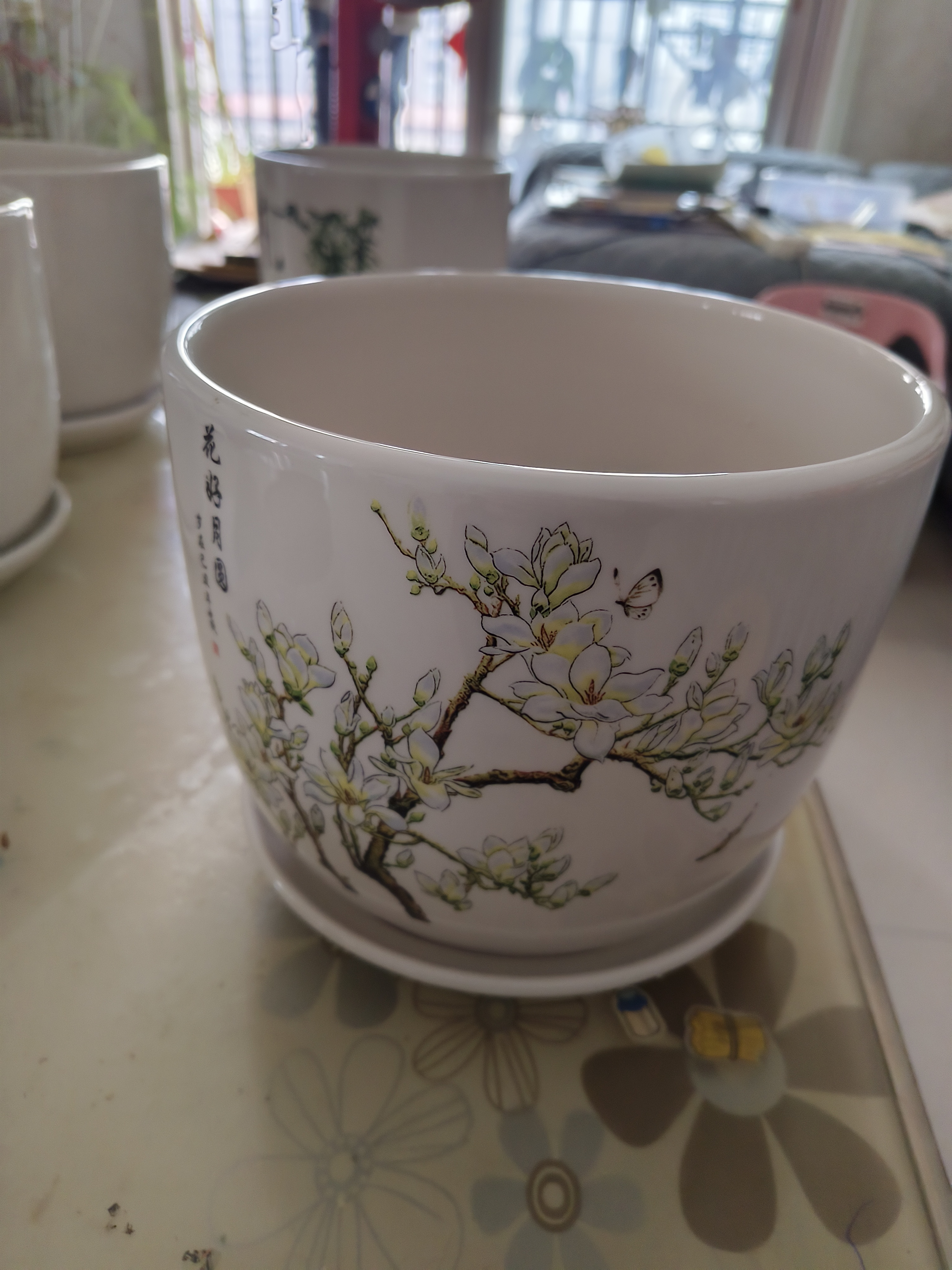 裕轩堂花盆陶瓷梅兰创意特大号简约绿萝吊兰阳台室内多肉托盆家用带托盘 82096 特大直径21左右 实拍图