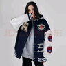 A CHOCK毛巾绣美式字母棒球服街头夹棉加厚夹克外套 藏青色常规款 S 实拍图