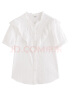 茵曼法式提花衬衫女士夏季新款荷叶花边水溶气质纯棉短袖衬衣 珍珠白 S 实拍图