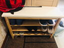 木叶私语（MUYESIYU）【顺丰发货】实木换鞋凳门口家用进门收纳鞋柜入户可坐鞋凳式鞋柜 三层软包-原木色（80*30*52CM） 实拍图