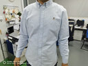 暇步士（Hush Puppies）男装秋纯色刺绣休闲长袖衬衫 035浅蓝3 XL 实拍图