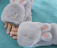 丹文斯卡通手套女生手套时尚保暖手套兔耳翻盖手套毛绒手套 灰色 晒单实拍图