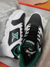 特步男鞋跑步鞋新款秋季厚底旅游透气轻便皮网面休闲运动鞋慢跑鞋子男 黑白绿-(皮面) 41 实拍图
