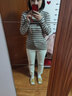 MUJI MUJI 女式 弹力罗纹编织 半高领长袖T恤 BBM02A1A 打底衫 米色条纹 L 实拍图