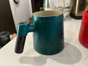 恩尔美（nRMEi）乌金釉陶瓷马克杯家用办公室带盖泡茶杯水杯带手柄茶水分离杯 蝶蓝400ML 实拍图