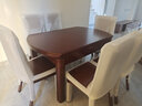 南宜实木餐桌金丝胡桃木实木餐桌可折叠现代中式家具可伸缩吃饭桌618 1.35m一桌6椅 胡桃色 实拍图