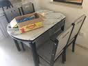 初屋 餐桌 岩板餐桌椅组合现代简约伸缩折叠圆桌家用小户型实木饭桌子 餐桌+1.3米茶几电视柜-实木椅 1.2m  一桌六椅 实拍图
