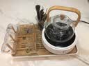 瓷牌茗茶具（cipaiming teaset） 电陶炉煮茶器煮茶壶茶炉家用小型电茶炉加厚耐热玻璃茶壶 竹柄6彩8件+架道+白桃电炉+胺盘 实拍图