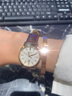 依波（EBOHR）手表女超薄时尚皮带石英表小表盘日历防水钢带名表生日礼物送女友 玫金白面棕带【礼盒装】50180141 实拍图