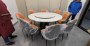 美之印象现代简约高端岩板餐桌椅组合带转盘黑钛不锈钢轻奢圆桌小户型饭桌 （黑钛不锈钢+高端岩板） 1.3米 单餐桌(带转盘) 实拍图