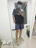 adidas舒适拼接运动短裤男装夏季阿迪达斯官方三叶草   暗灰藏青/森林绿   M 实拍图