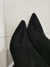 ZHR女靴气质尖头短靴女质感绒面加绒保暖百搭靴子女增高酒杯跟 Y373 黑色 36 实拍图
