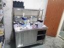 不锈钢拉门工作台操作台厨房储物柜商用打荷台面案板饭店切菜桌子 组装款长80宽50高80cm单通+立架 实拍图