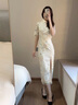 毅珊改良旗袍式2024新款女夏季时尚少女日常中国风短款年轻款连衣裙 香槟色短款偏小一个码 L（104-113） 实拍图