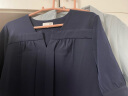 欧莎（OSA）短袖连衣裙女中长款新款收腰显瘦复古衬衫裙子 藏蓝色 XL 晒单实拍图