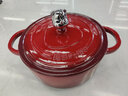 独角犀珐琅锅铸铁锅平底锅炒锅炖锅汤锅无涂层燃气灶通用结婚乔迁礼物 樱桃红24cm 实拍图