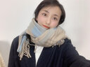 达芬奇密码 羊毛围巾女秋冬新款百搭英伦格子羊毛披肩防寒保暖送人礼物 2#-蓝咖格 实拍图