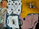 专一（Zhuanyi）夏季儿童纯棉短袖T恤卡通上衣宝宝婴儿衣服 短T-红条纹 100cm 实拍图