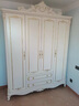 浪漫壹嘉衣柜欧式卧室家用会所法式收纳储物柜子白色烤漆双三开门衣橱雕花 板木结合【欧式四门衣柜】描银 实拍图