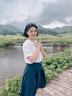范思蓝恩春秋赫本风高腰伞裙半身裙女职场法式a字裙显瘦遮胯玫瑰故事同款 薄款 藏青 XL 实拍图