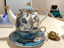 INGRI（英格丽）欧式轻奢高档描金茶壶咖啡杯碟套装客厅家用杯具水具过滤器骨瓷单人子母壶套装 翡翠子母壶-1壶1杯1碟-礼盒装 实拍图