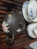 尊壶 宜兴紫砂壶西施茶壶名家手工茶具家用礼品泡茶器礼盒装 沈惠芳 泥绘扁西施 黑金刚 180ml 实拍图