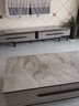 淘邦餐桌 亮光岩板餐桌 实木餐桌椅组合现代简约伸缩折叠圆桌吃饭桌子 亮光意大利灰-黑灰框架205木椅 1.5m 一桌六椅 实拍图