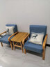 邦尼娅出租房小户型家用客厅阳台单人实木布艺卧室休闲靠背小沙发椅组合 天蓝色原木麻布 单人+单人+小双层茶几(主图组合) 实拍图