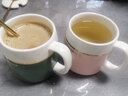chili创意陶瓷马克杯带盖勺简约杯子家用撞色色系陶瓷水杯公室男女情侣咖啡杯套装早餐杯牛奶杯礼品礼盒 撞色杯墨绿色—耐心（普通包装) 实拍图