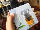 明尊（LIGHTKING）泡茶杯 玻璃茶具杯水杯花茶杯 不锈钢过滤耐热带盖水杯 SG-02【380ml】 实拍图