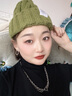 慕衣宾士帽子冬季女韩版显脸小毛线帽女大头围显白针织帽女潮牌保暖冷帽 绿色 实拍图