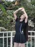 鑫豪睿2023新款大码胖mm温泉泳衣女游泳馆专用连体裙式保守遮肚显瘦泳装 腰二边灰色 XL 【建议105-120斤】 实拍图