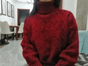 韩芯漫慵懒风麻花高领毛衣女冬款学生韩版宽松针织打底衫秋冬新款内搭网红少女高中初中学生女生毛线上衣 酒红色 L 实拍图