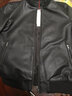 皮尔卡丹福利款头层牛皮真皮棒球服休闲秋季夹克男外套真皮皮衣针织 黑色 XL 实拍图